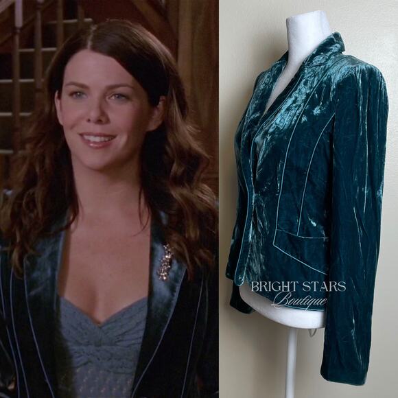 Extremely Rare Teal Velvet Blazer ASO Lorelai Gilmore Girls As Seen On Classic - Picture 3 of 12